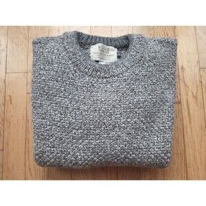 Aran Sweater Market Sweater Women's Medium Gray Virgin Wool Knit Pullover